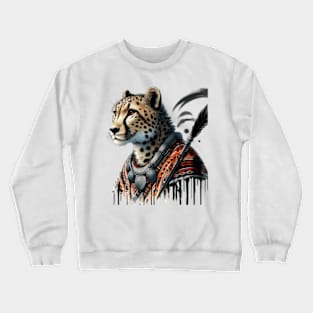 Roar with Style: Authentic African Warrior Cheetah T-Shirt - Limited Edition! Crewneck Sweatshirt